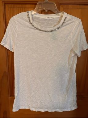 Maurices White Short-Sleeve Tee with Crystal-Trim Crewneck